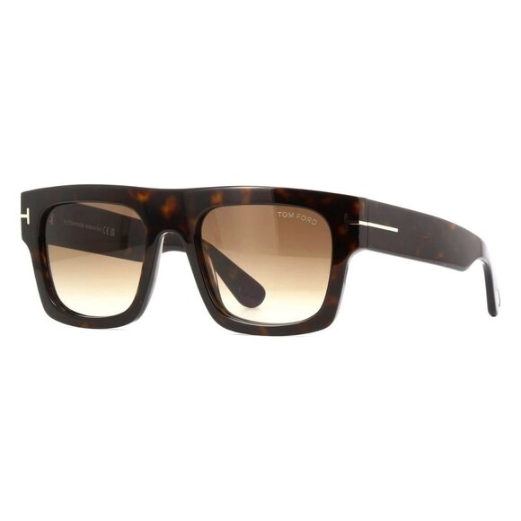 New TOM FORD Fausto Havana Square FT0711/S 52F Sunglasses Women - Picture 1 of 4